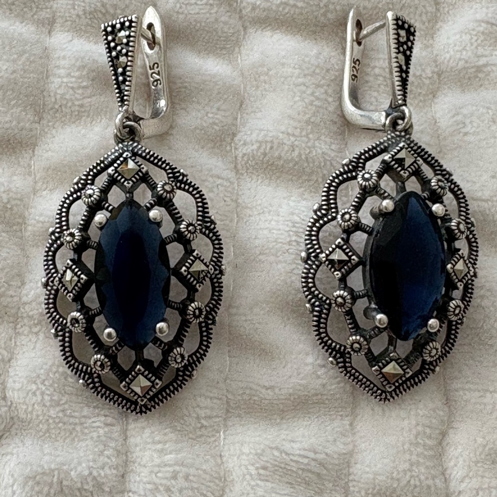 Elegant Silver and Blue Earrings